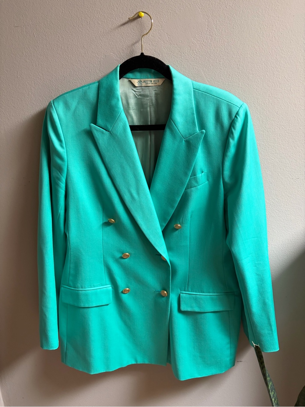Austin Reed Women's Double-Breasted Teal Blazer with Gold Buttons
